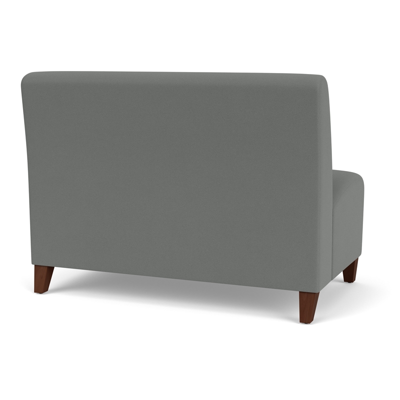 Siena Lounge Reception Waiting Armless Loveseat / Walnut Wood Legs / Light Gray