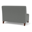Siena Lounge Reception Waiting Armless Loveseat / Walnut Wood Legs / Light Gray