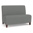 Siena Lounge Reception Waiting Armless Loveseat / Walnut Wood Legs / Light Gray