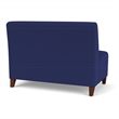 Siena Lounge Lobby Reception Waiting Armless Loveseat / Walnut Wood Legs / Blue
