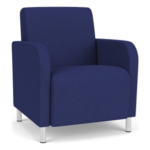 Siena Lounge Lobby Reception Waiting Guest Chair / Brushed Steel Legs / Blue