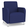 Siena Lounge Lobby Reception Waiting Guest Chair / Brushed Steel Legs / Blue