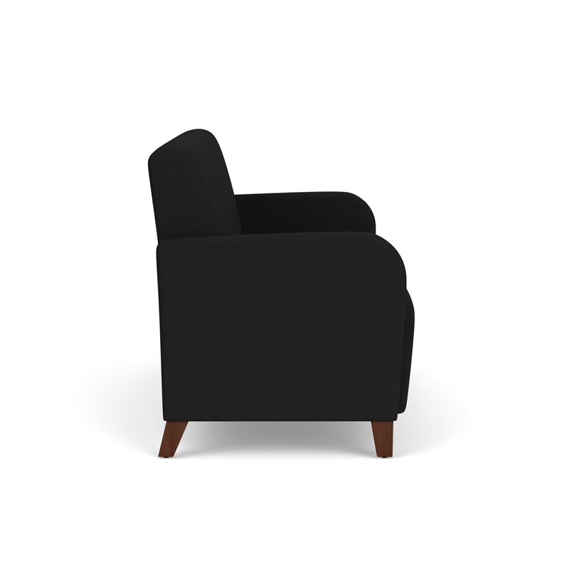 Siena Lounge Lobby Reception Waiting Loveseat and / Walnut Wood Legs / Black