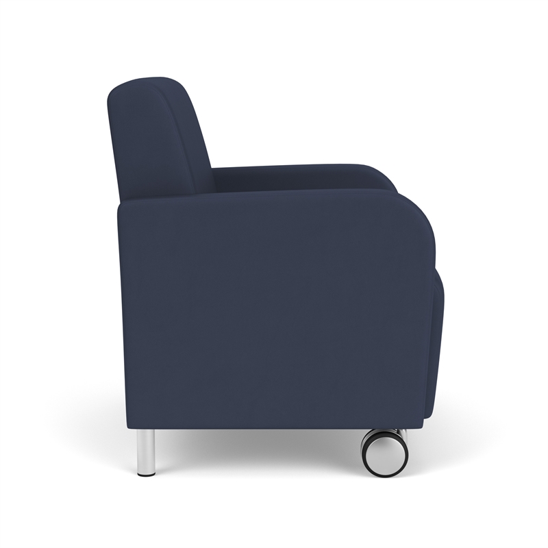Siena Reception Oversize Guest Chair / Casters / Brushed Steel Legs / Blue