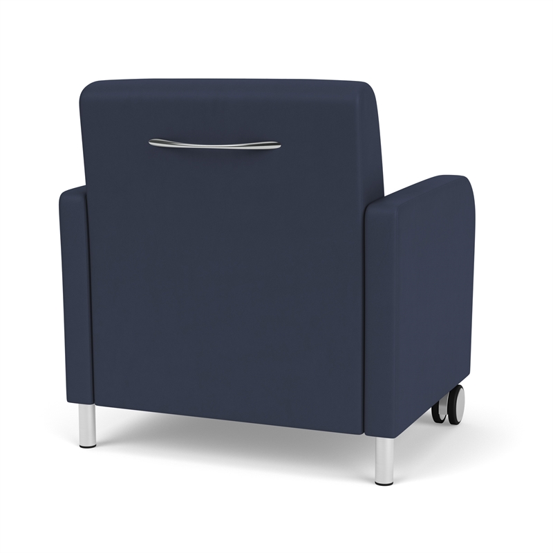 Siena Reception Oversize Guest Chair / Casters / Brushed Steel Legs / Blue