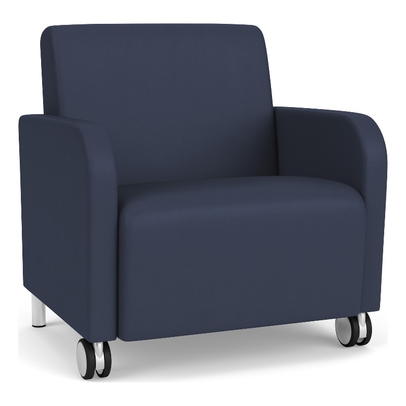 Siena Reception Oversize Guest Chair / Casters / Brushed Steel Legs / Blue