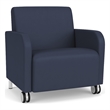 Siena Reception Oversize Guest Chair / Casters / Brushed Steel Legs / Blue