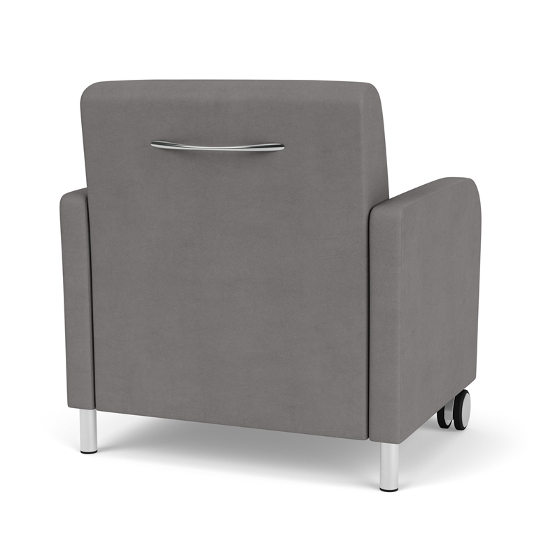 Siena Reception Oversize Guest Chair / Casters / Brushed Steel Legs / Light Gray