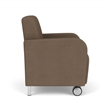 Siena Reception Oversize Guest Chair / Casters / Brushed Steel Legs / Brown