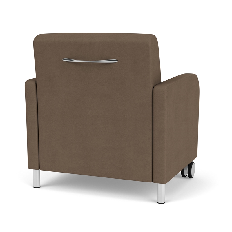 Siena Reception Oversize Guest Chair / Casters / Brushed Steel Legs / Brown