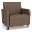 Siena Reception Oversize Guest Chair / Casters / Brushed Steel Legs / Brown