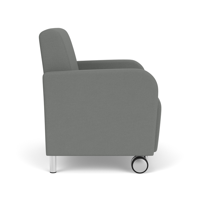 Siena Reception Oversize Guest Chair / Casters / Brushed Steel Legs / Light Gray