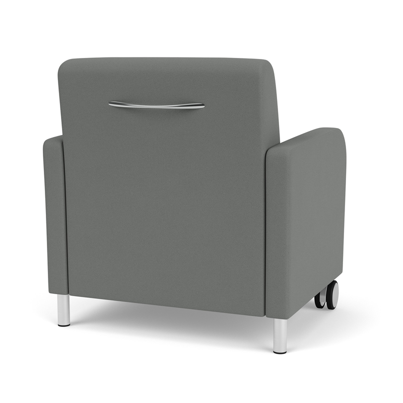 Siena Reception Oversize Guest Chair / Casters / Brushed Steel Legs / Light Gray