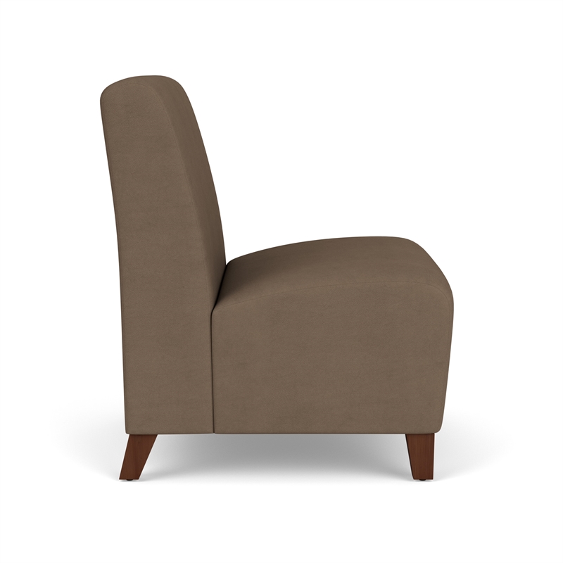 Siena Lounge Reception Armless Oversize Guest Chair / Walnut Wood Legs / Brown