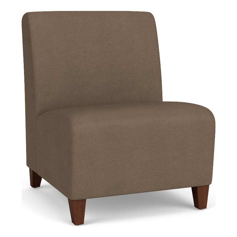Siena Lounge Reception Armless Oversize Guest Chair / Walnut Wood Legs / Brown