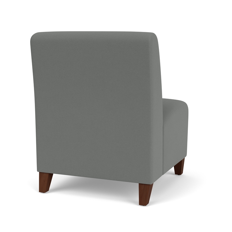 Siena Reception Armless Oversize Guest Chair / Walnut Wood Legs / Light Gray