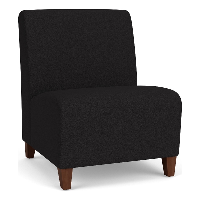 Siena Lounge Reception Armless Oversize Guest Chair / Walnut Wood Legs / Black
