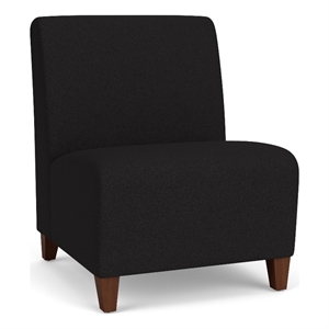 Siena Lounge Reception Armless Oversize Guest Chair / Walnut Wood Legs / Black