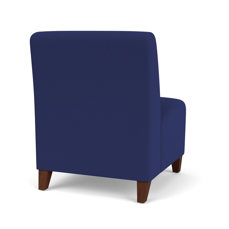 Siena Lounge Reception Armless Oversize Guest Chair / Walnut Wood Legs / Blue