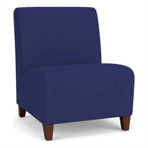 Siena Lounge Reception Armless Oversize Guest Chair / Walnut Wood Legs / Blue