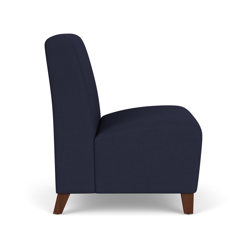 Siena Reception Armless Oversize Guest Chair / Walnut Wood Legs / Navy Blue