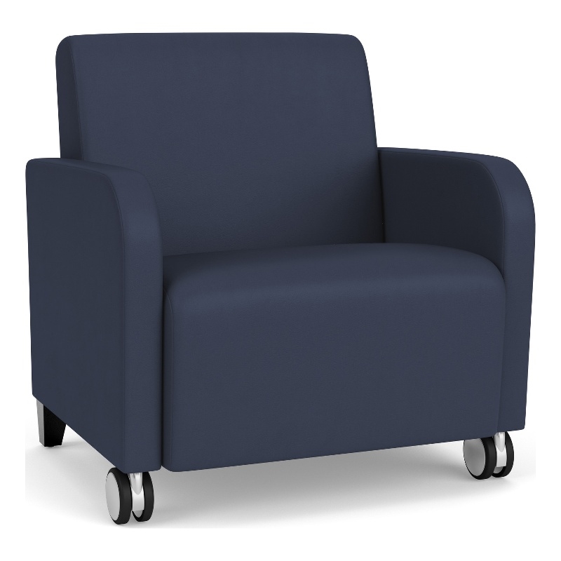 Siena Lounge Reception Oversize Guest Chair / Casters / Black Wood Legs / Blue