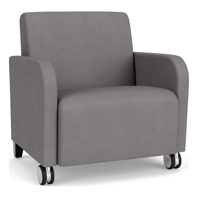 Siena Reception Oversize Guest Chair / Casters / Black Wood Legs / Light Gray