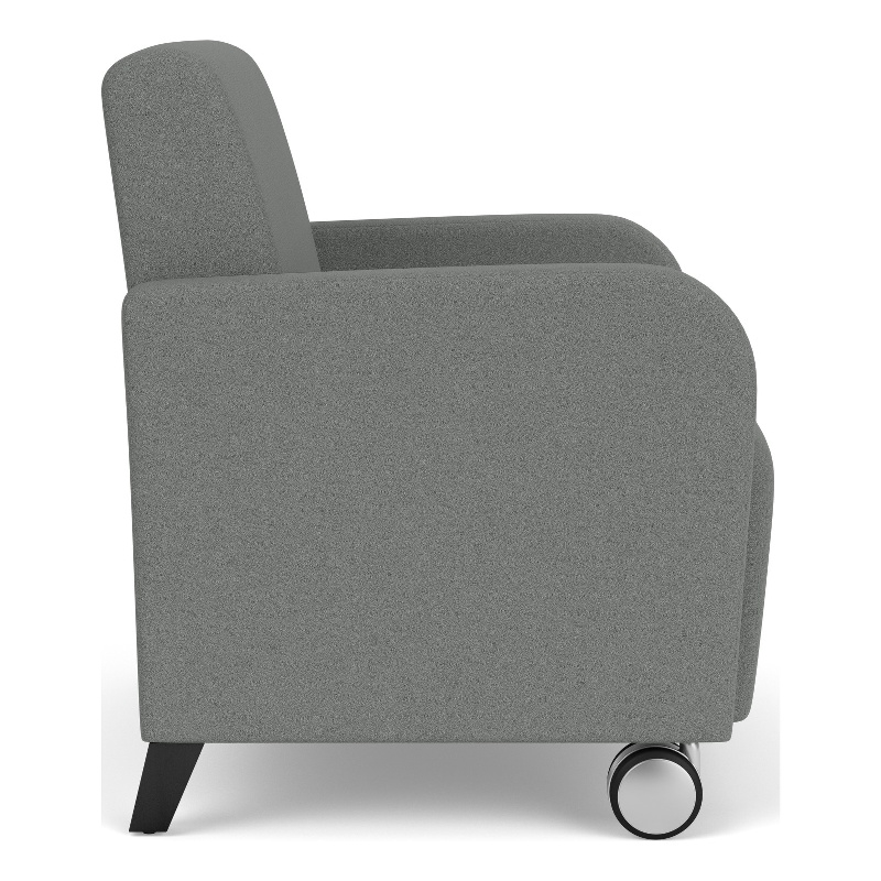 Siena Reception Oversize Guest Chair / Casters / Black Wood Legs / Light Gray