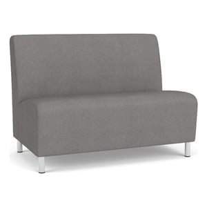 Siena Lounge Reception Armless Loveseat / Brushed Steel Legs / Light Gray