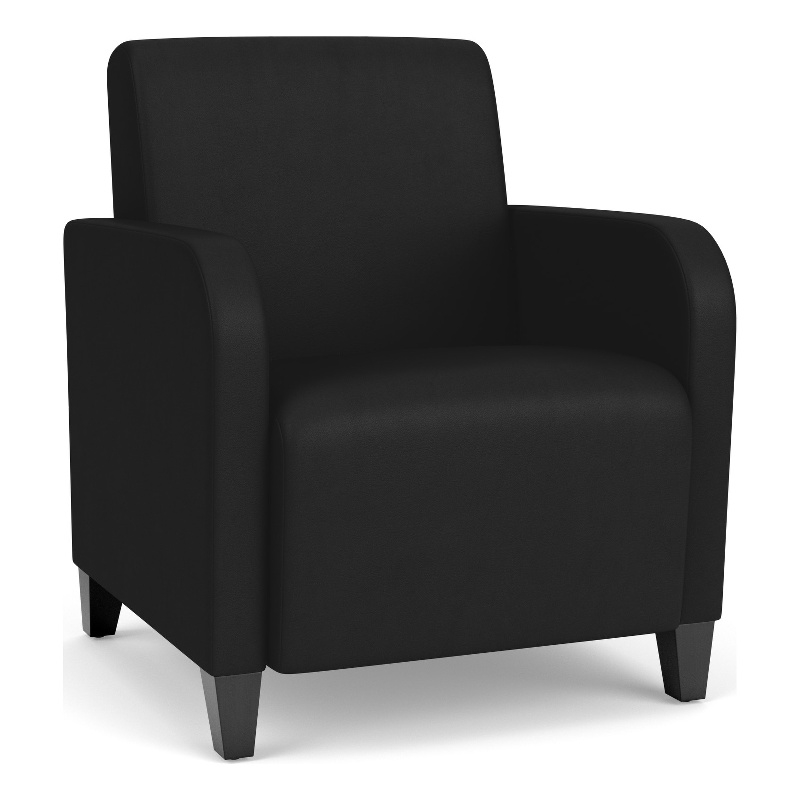 Siena Lounge Lobby Reception Waiting Guest Chair / Black Steel Legs / Black