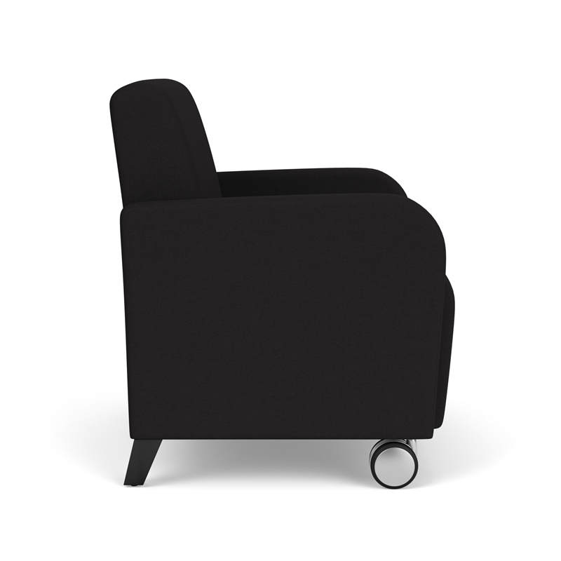 Siena Lounge Reception Oversize Guest Chair / Casters / Black Wood Legs / Black
