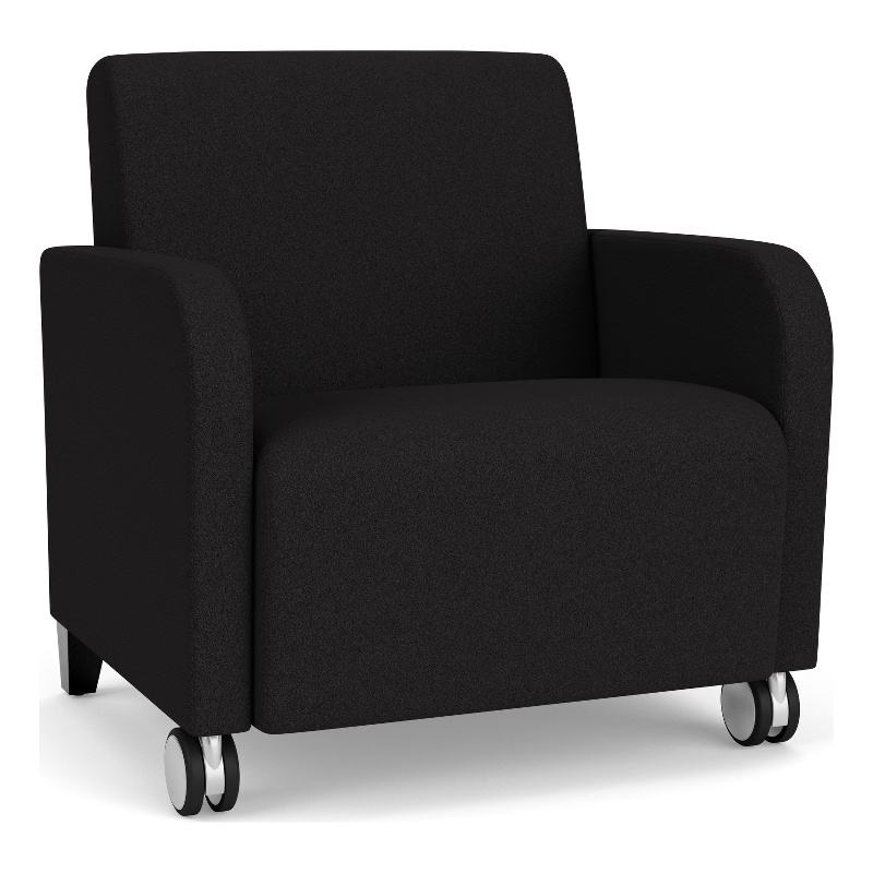 Siena Lounge Reception Oversize Guest Chair / Casters / Black Wood Legs / Black