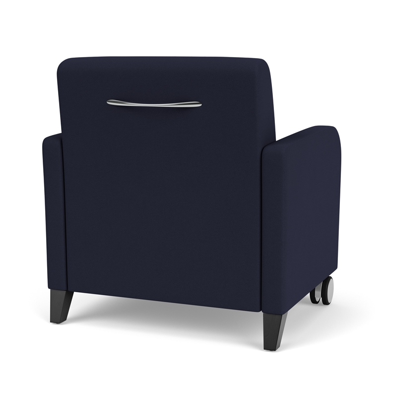 Siena Reception Oversize Guest Chair / Casters / Black Wood Legs / Navy Blue