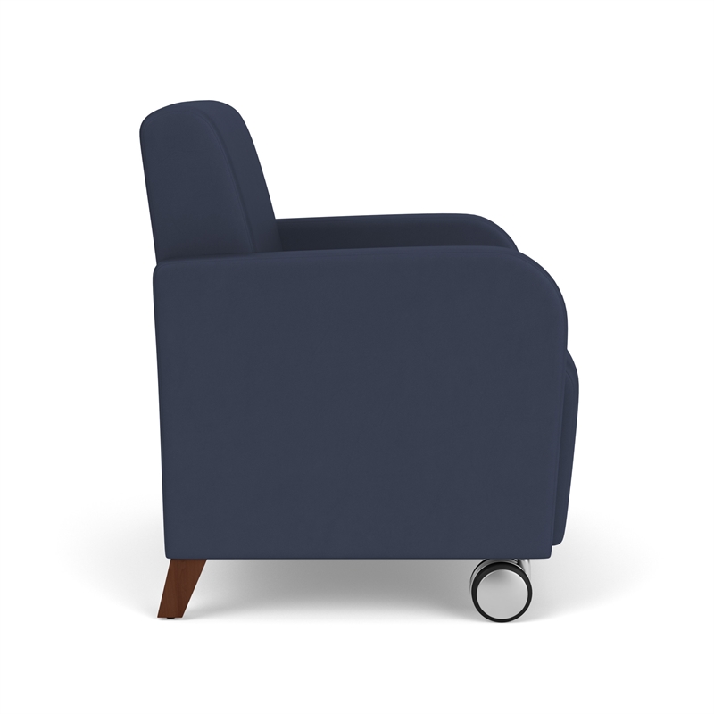 Siena Lounge Reception Oversize Guest Chair / Casters / Walnut Wood Legs / Blue