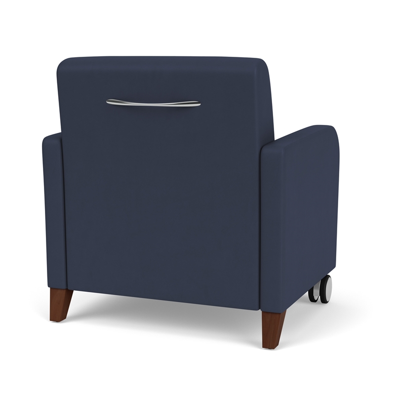 Siena Lounge Reception Oversize Guest Chair / Casters / Walnut Wood Legs / Blue
