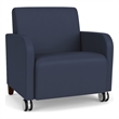 Siena Lounge Reception Oversize Guest Chair / Casters / Walnut Wood Legs / Blue