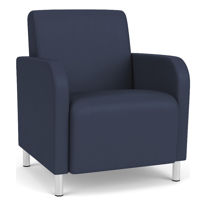 Siena Lounge Lobby Reception Waiting Guest Chair / Brushed Steel Legs / Blue