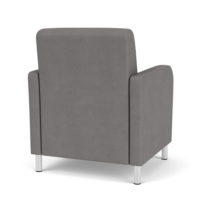 Siena Lounge Reception Waiting Guest Chair / Brushed Steel Legs / Light Gray
