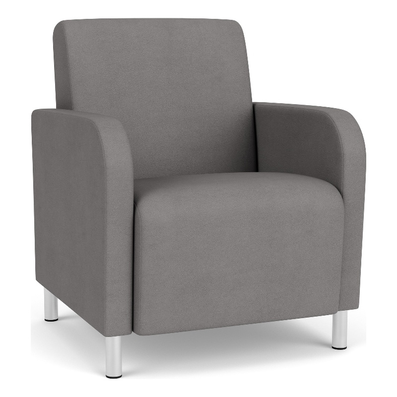 Siena Lounge Reception Waiting Guest Chair / Brushed Steel Legs / Light Gray