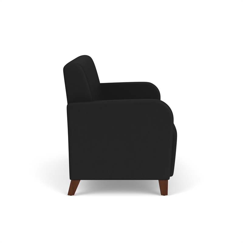 Siena Lounge Lobby Reception Waiting Loveseat / Walnut Wood Legs / Black