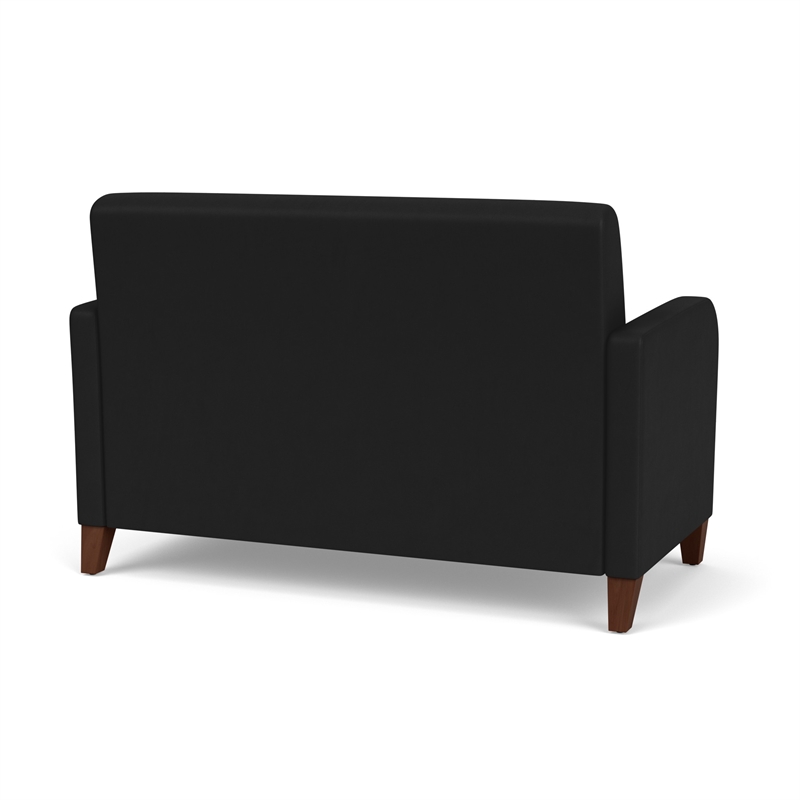 Siena Lounge Lobby Reception Waiting Loveseat / Walnut Wood Legs / Black