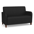 Siena Lounge Lobby Reception Waiting Loveseat / Walnut Wood Legs / Black
