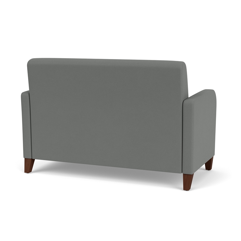 Siena Lounge Reception Waiting Loveseat and / Walnut Wood Legs / Light Gray