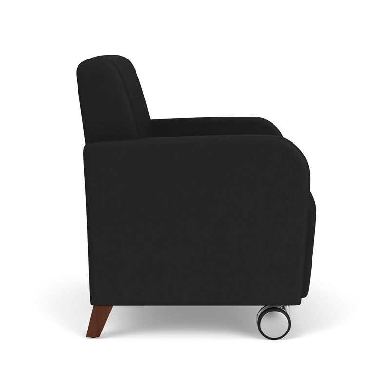 Siena Lounge Reception Oversize Guest Chair / Casters / Walnut Wood Legs / Black