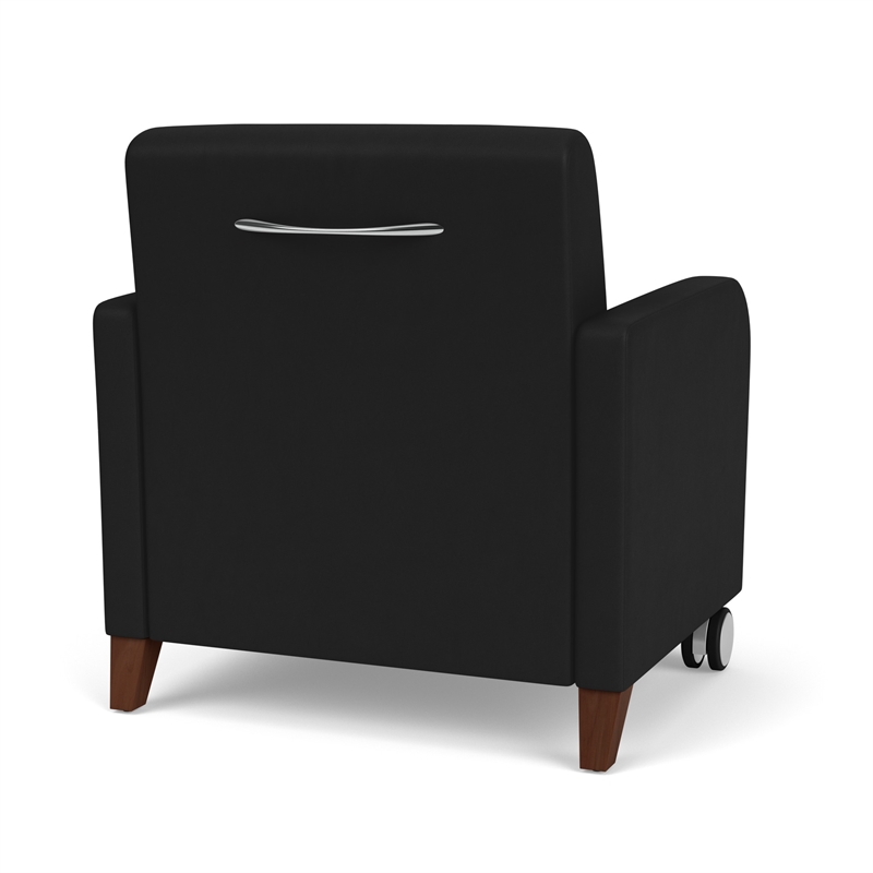 Siena Lounge Reception Oversize Guest Chair / Casters / Walnut Wood Legs / Black