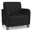 Siena Lounge Reception Oversize Guest Chair / Casters / Walnut Wood Legs / Black