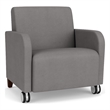Siena Reception Oversize Guest Chair / Casters / Walnut Wood Legs / Light Gray