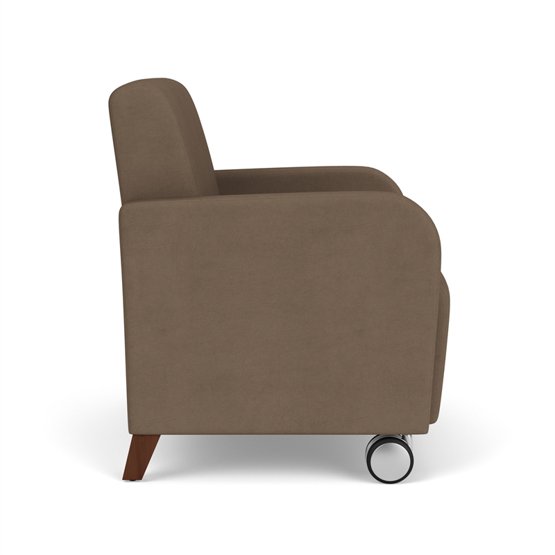Siena Lounge Reception Oversize Guest Chair / Casters / Walnut Wood Legs / Brown
