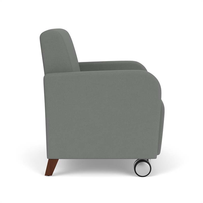 Siena Reception Oversize Guest Chair / Casters / Walnut Wood Legs / Light Gray
