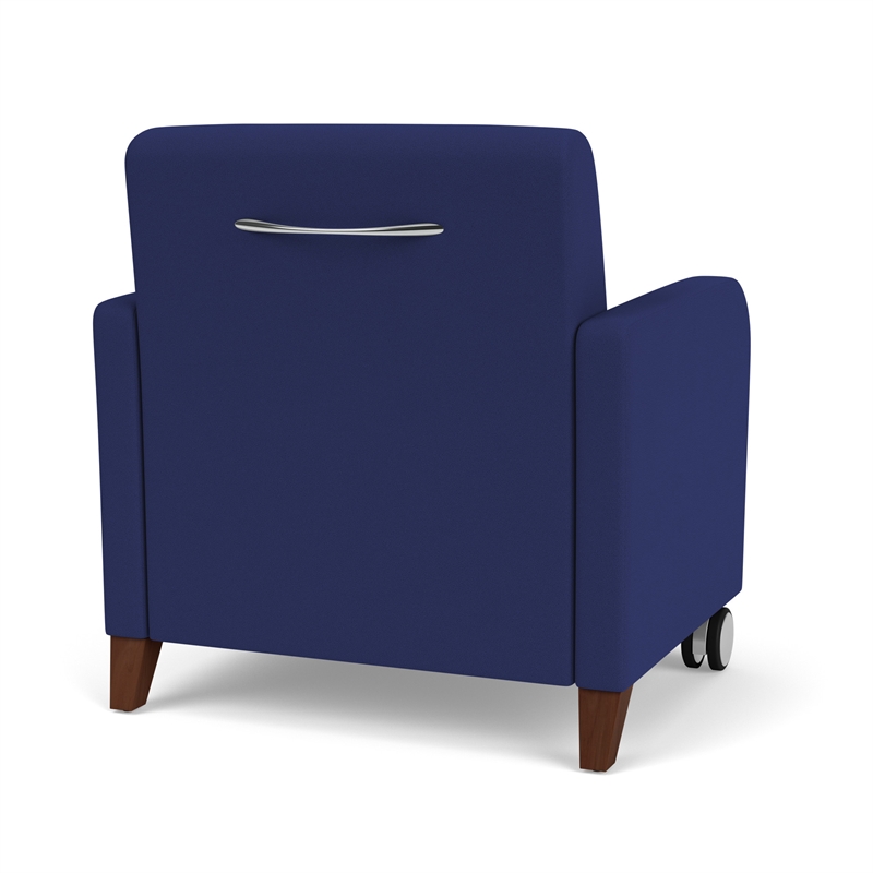 Siena Lounge Reception Oversize Guest Chair / Casters / Walnut Wood Legs / Blue